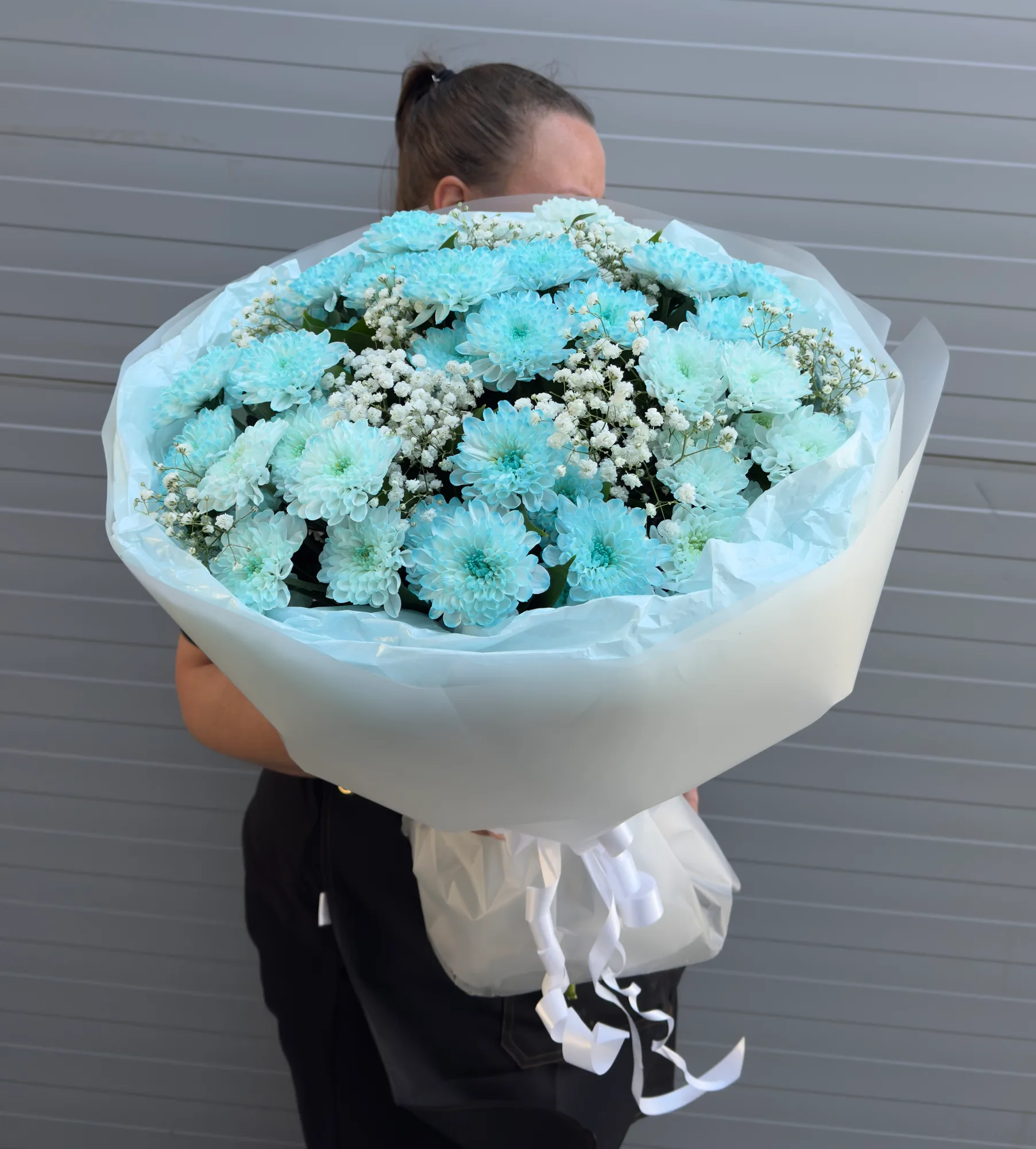 Букет из голубых хризантем  «Небесное облако»☁️🩵 — фото 3